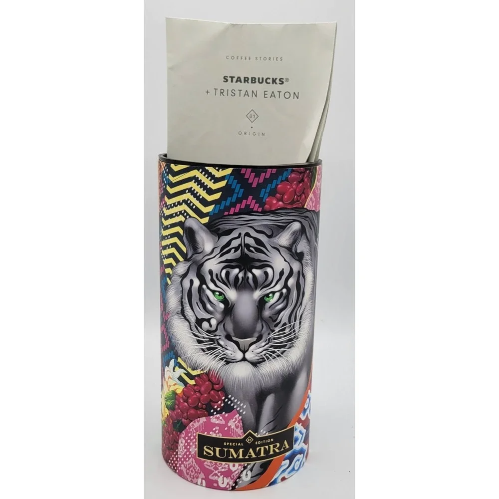 Starbucks Tristan Eaton Sumatra Special Edition Tiger Empty Canister & Poster C1
